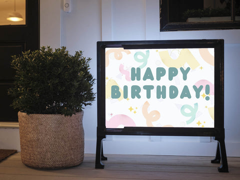 Squiggle Birthday Lumilawn Sign