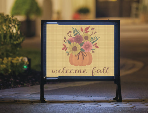 Welcome Fall Pumpkin Bouquet Autumn Lumilawn Sign