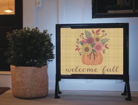 Welcome Fall Pumpkin Bouquet Autumn Yard Sign