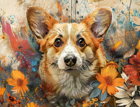 Corgi Dog With Flowers Yard Sign