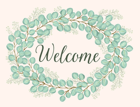 Welcome Eucalyptus Wreath Lumilawn Sign