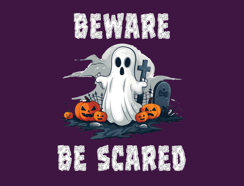 Halloween Playful Ghost Beware Be Scared Purple Yard Sign