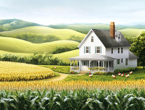 Country Cornfield House Landscape Yard Sign