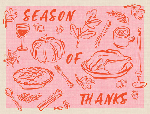 Season Of Thanks Doodle Pink Lumilawn Sign