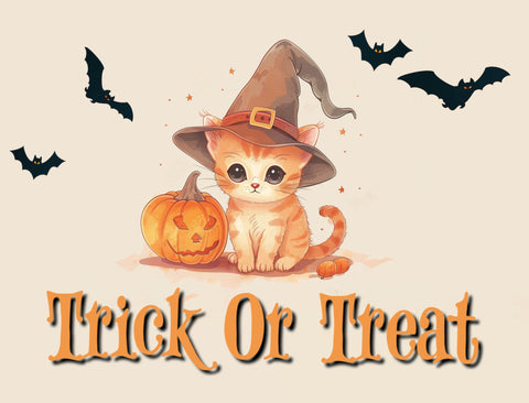 Playful Orange Cat Trick Or Treat Halloween Yard Sign