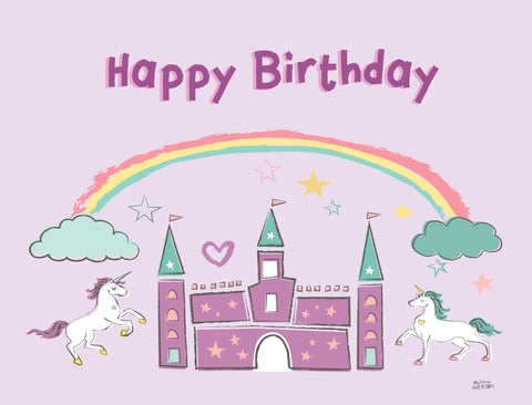 Rainbow Dream Happy Birthday Unicorn Castle Yard Sign