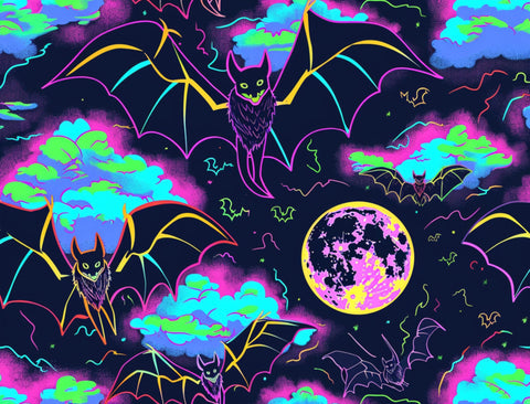 Neon Bat Sky Halloween Yard Sign