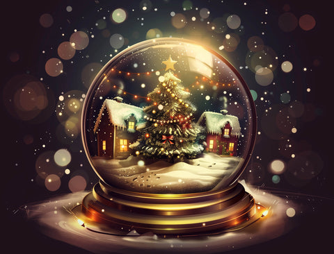 Dark Gleaming Snow Globe Holiday Lumilawn Sign