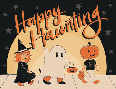 Happy Haunting Retro Halloween Yard Sign