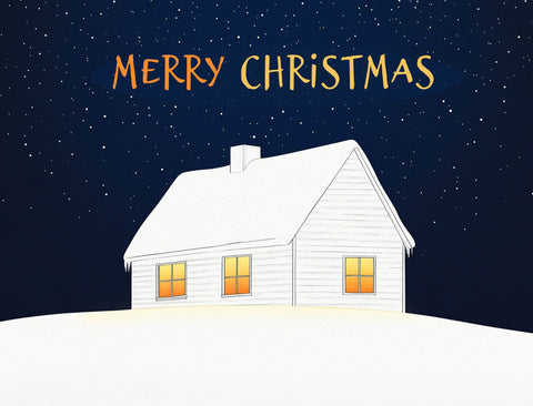 Snowy Cabin Merry Christmas Yard Sign