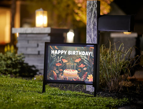 Jungle Bloom Happy Birthday Yard Sign