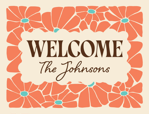 Groovy Floral Welcome Custom Lumilawn Sign