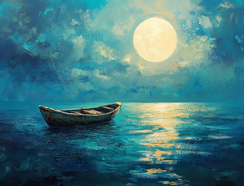 Peaceful Moon Lonely Rowboat Yard Sign