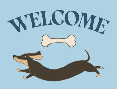 Leaping Dog Welcome Lumilawn Sign