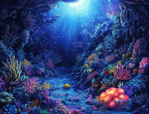 Underwater Reef At Night Yard Sign