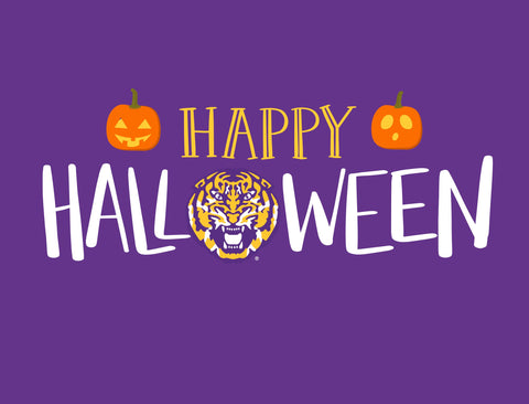 Purple Happy Halloween Pumpkin Tiger LSU Yard Sign