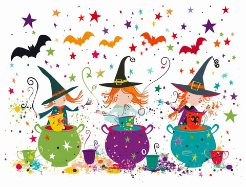 Three Young Witches Halloween Yard Sign