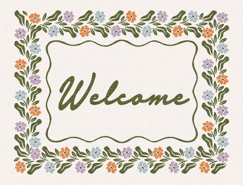 Welcome Floral Border Lumilawn Sign