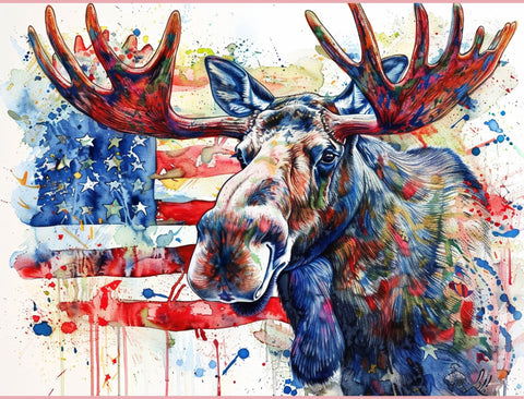 Patriotic Moose Proud American Yard Sign