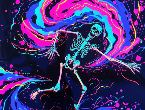 Neon Skeleton Halloween Yard Sign