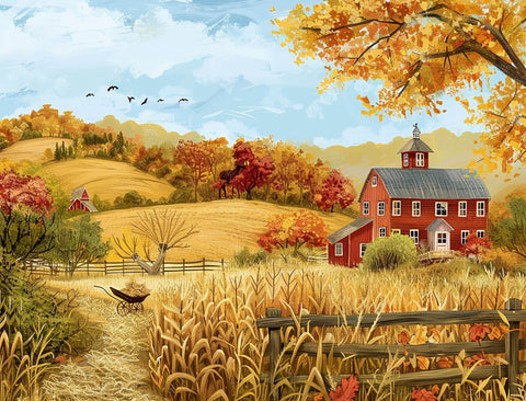 Fall Farm House Landscape Yard Sign