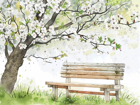 Spring Blooms Bench Garden Decor Print Yard Sign