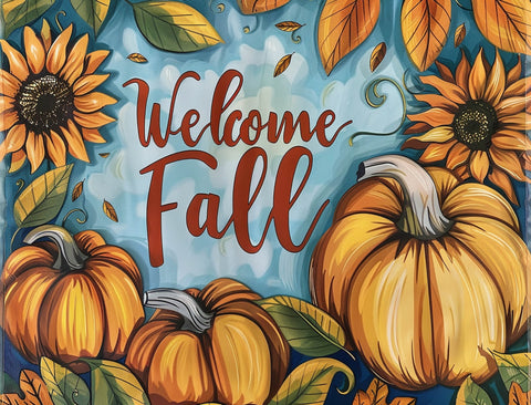 Sunflower and Pumpkin Welcome Fall Yard Sign