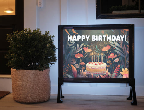 Jungle Bloom Happy Birthday Yard Sign