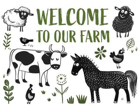 Welcome To Our Farm Cute Illustrated Animals Yard Sign