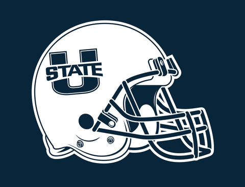 USU Helmet Blue Lumilawn Sign