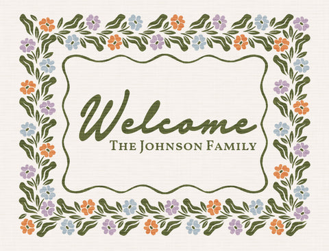 Welcome Floral Border Custom Lumilawn Sign