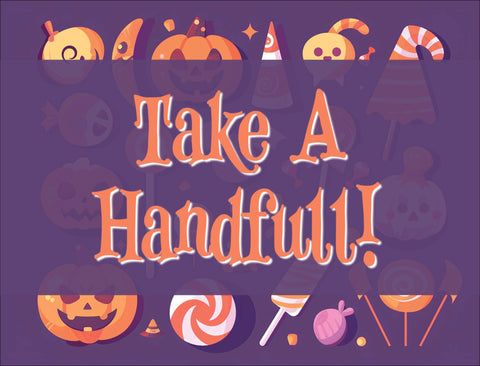 Playful Take A Handful Purple Halloween Yard Sign