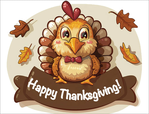 Happy Thanksgiving Cute Turkey Yard Sign