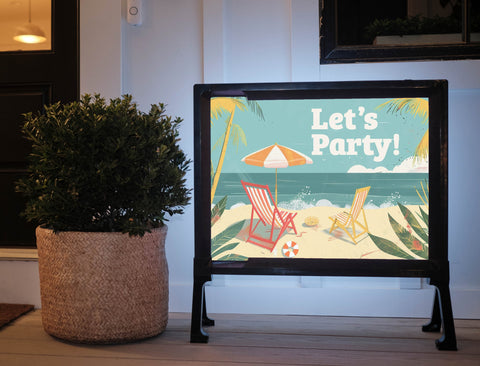 Lets Party Beach Party Retro Yard sign