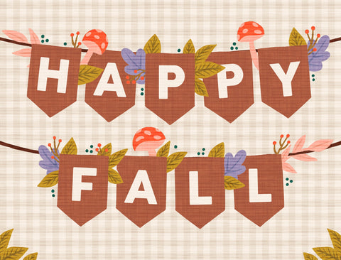 Happy Fall Garland Bright Yard Sign