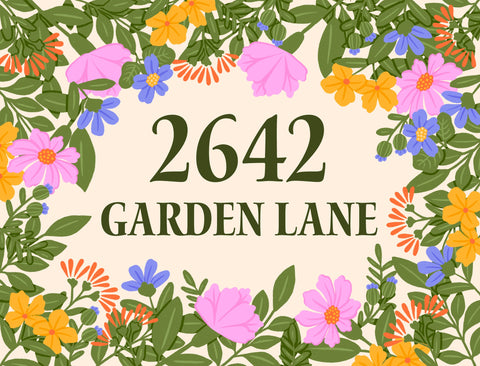 Floral Border Address Custom Lumilawn Sign