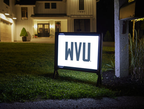 West Virginia WVU Wordmark White Lumilawn Sign