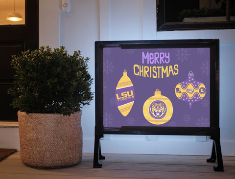 Merry Christmas LSU Ornaments Holiday Yard Sign