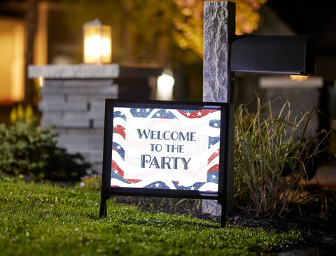 Patriotic Wavy Welcome Yard Sign