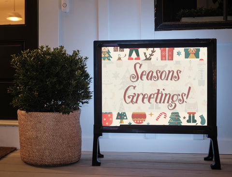 Seasons Greeting Beige Wrapping Paper Yard Sign