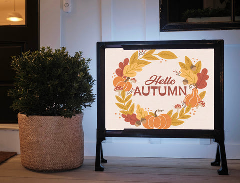 Hello Autumn Wreath Welcome Lumilawn Sign