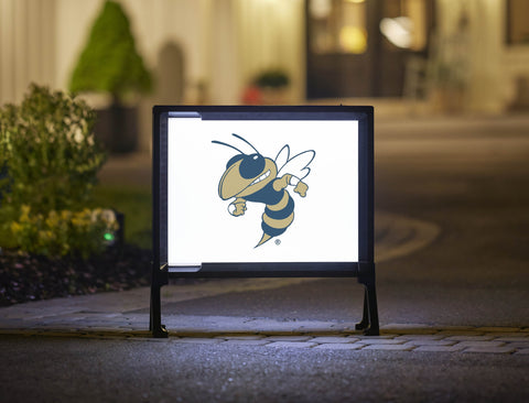 Georgia Tech Buzz Mascot White Lumilawn Sign