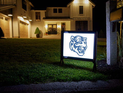 Memphis Tiger Head White Lumilawn Sign