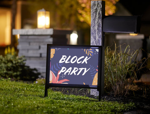 Block Party Blue Floral Summer Yard Sign