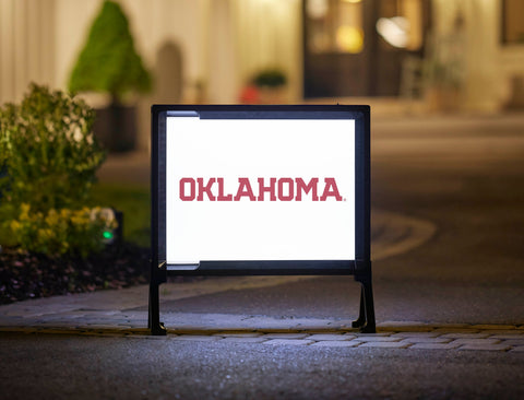 Oklahoma Athletics Wordmark White Yard Sign