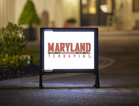 Maryland Terrapins Wordmark White Lumilawn Sign