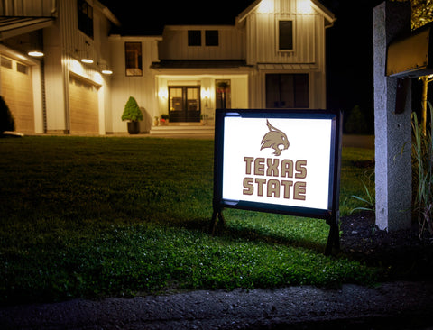 Texas State Mascot White Lumilawn Sign