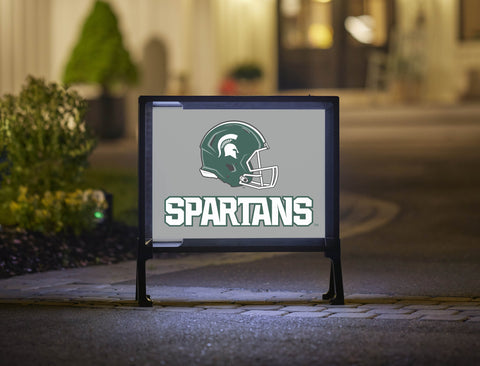 Michigan State Helmet Spartans Gray Lumilawn Sign