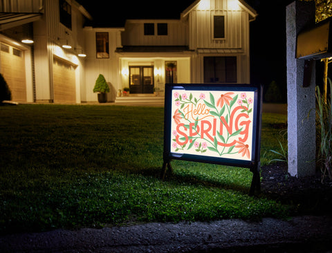 Hello Spring Floral Lumilawn Sign