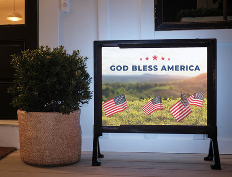 God Bless America Patriotic Hills Yard Sign